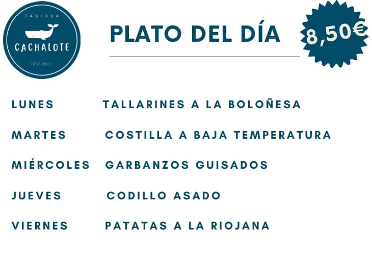 Plato del día en Taberna Cachalote 14.10