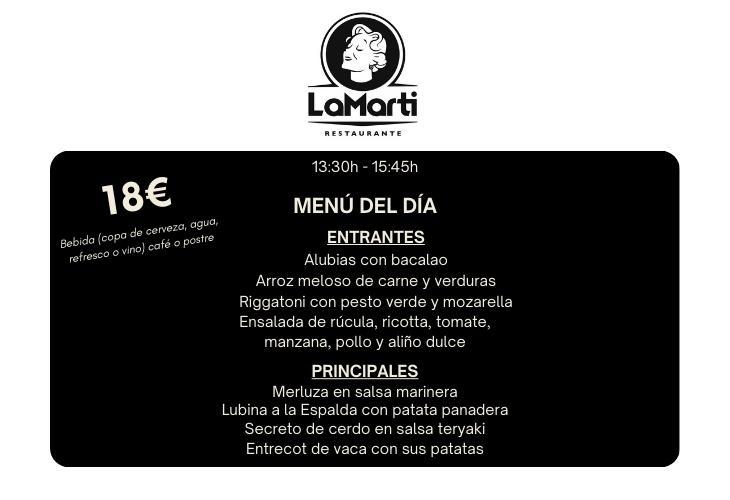 Menú del día en La Marti Santander