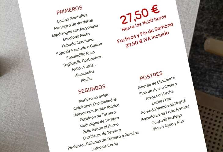 Menú del día Los Arcos