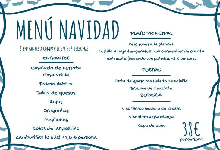 menu de navidad de grupos en Santander