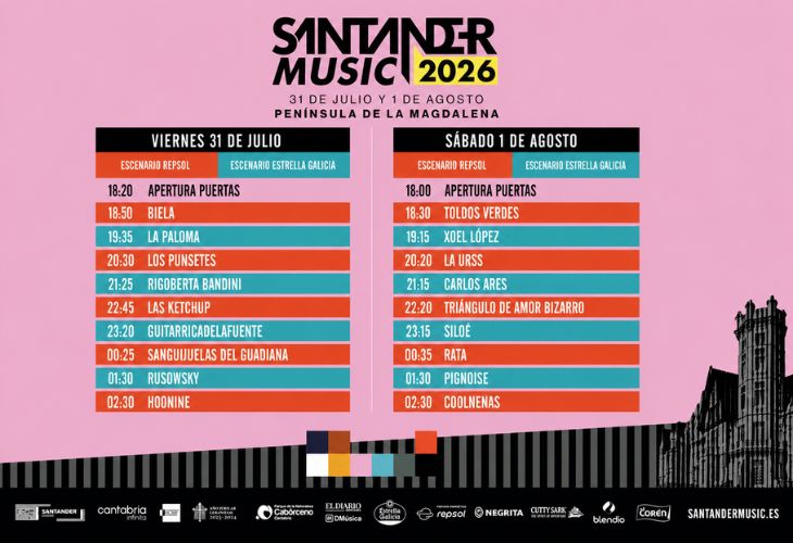 Santander Music 2026 - Cartel por días